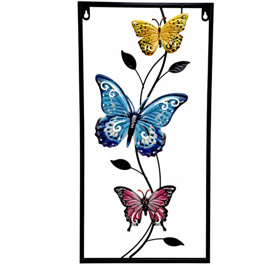 dekoracja ścienna metalowa motyle 57 x 29 cm ogrodowa obraz metalowy