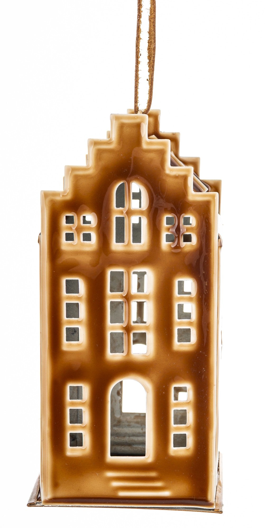Figurka świąteczna Dekoracja Domek kawowy metal 14x7x7,5