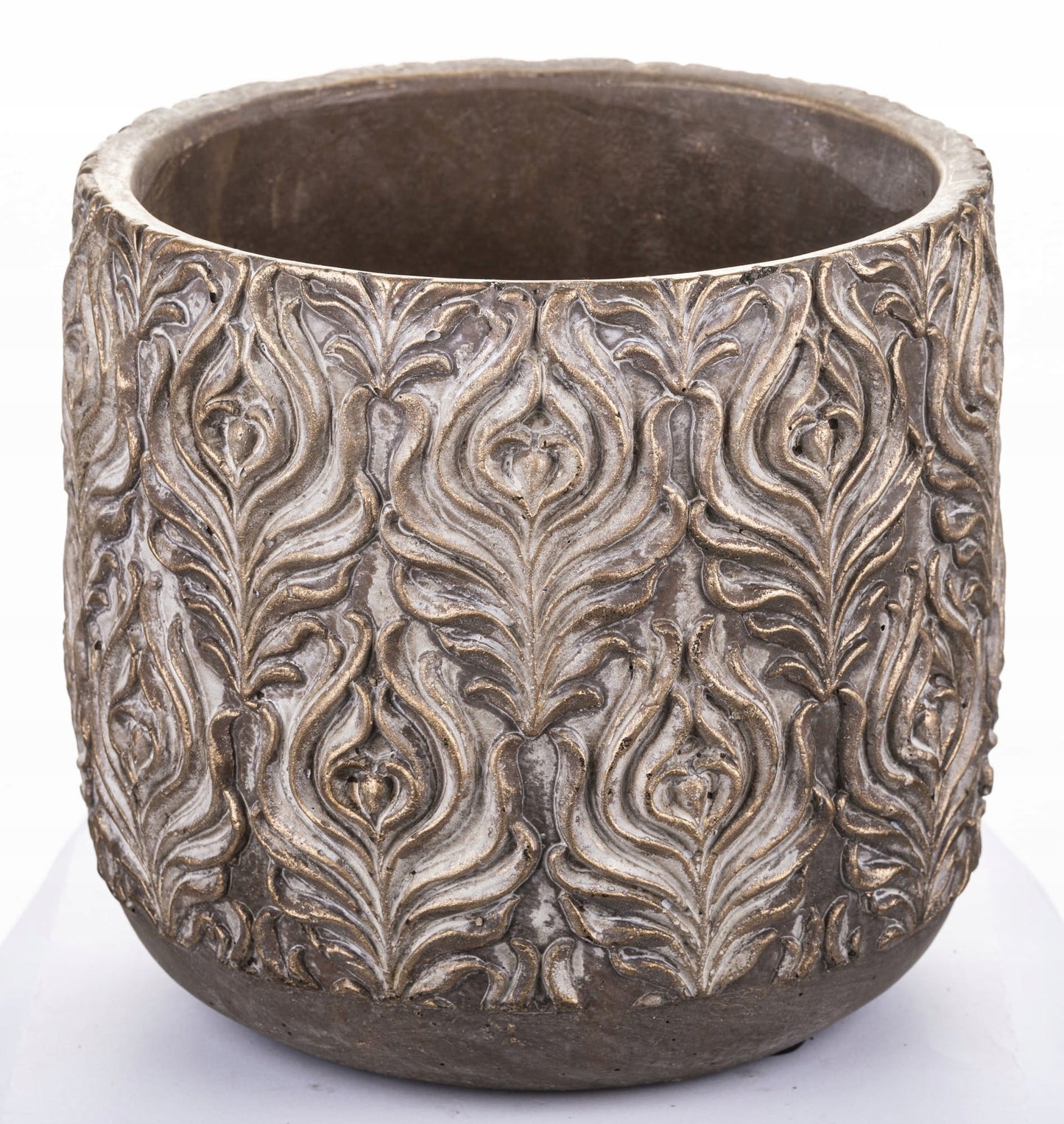 Osłonka brązowa cementowa 17 x 17 cm beton złoty