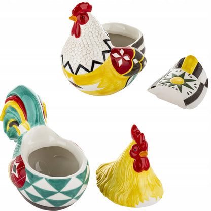 zestaw kura i kogut pojemnik ceramiczny 2 szt figurka wielkanocna