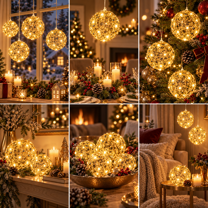 Ozdoba świąteczna złota Kula Led dekoracja na Boże Narodzenie lampion 15cm