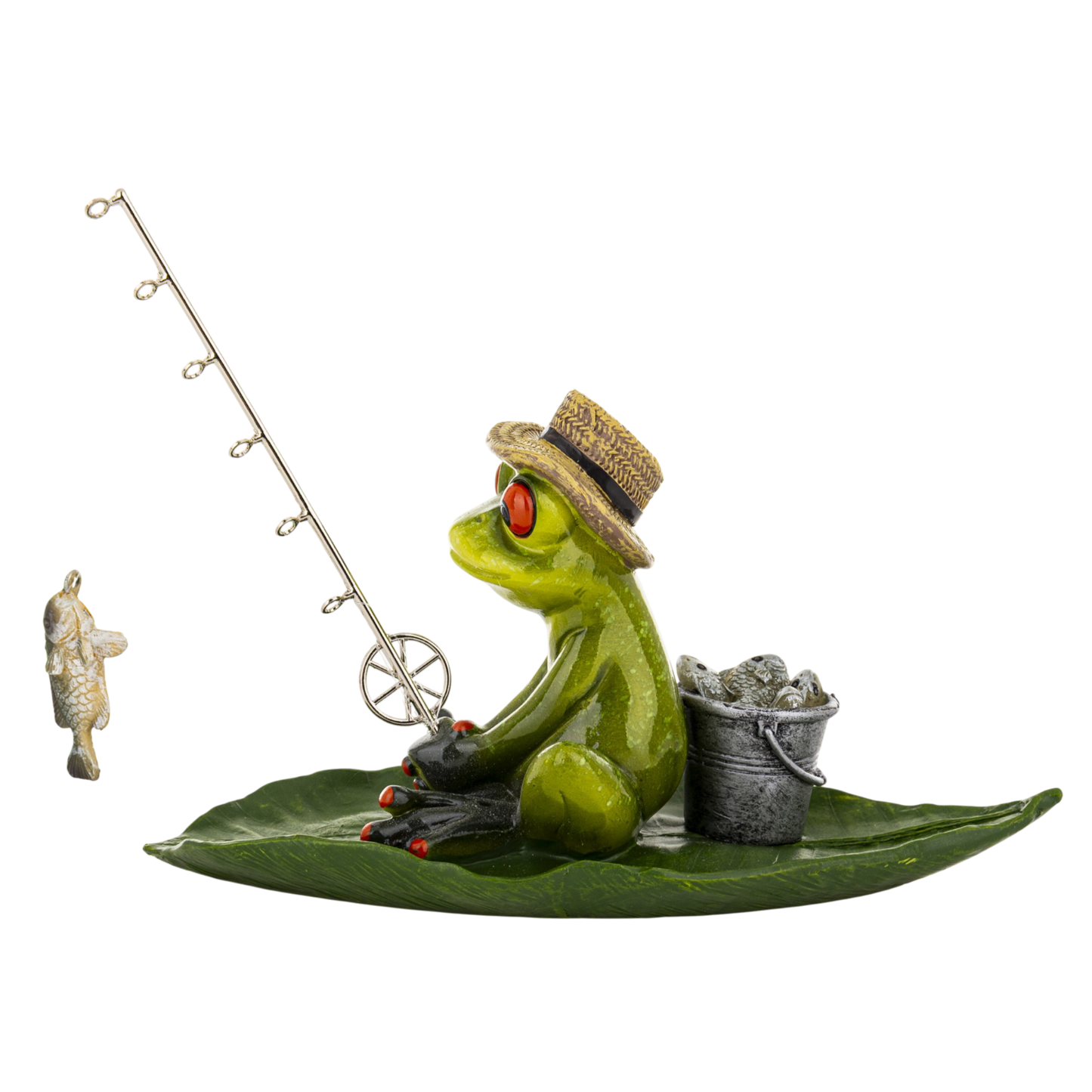 FIGURKA ŻABA WĘDKARZ 14x8x20 żabka na rybach z wędką