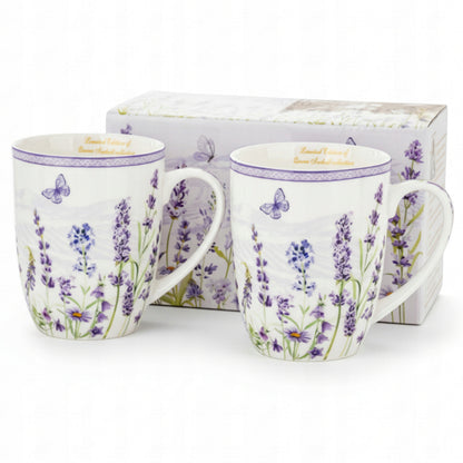 Komplet dwóch kubków porcelana lawenda styl prowansalski 400 ml