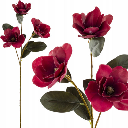 Kwiat Sztuczny 80cm magnolia gałązka dekoracyjna burgundowa