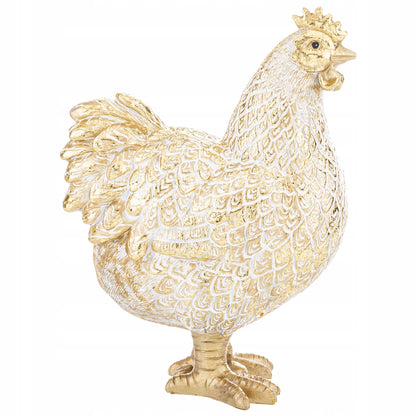 Figurka KURA 24cm biało-złota wielkanocna dekoracja