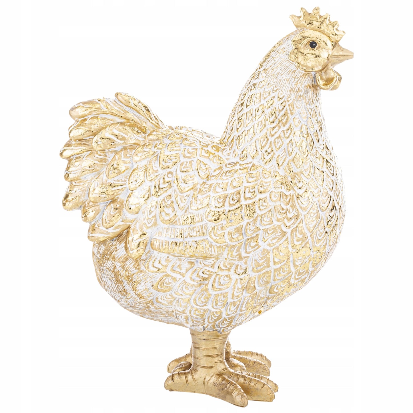 Figurka KURA 24cm biało-złota wielkanocna dekoracja