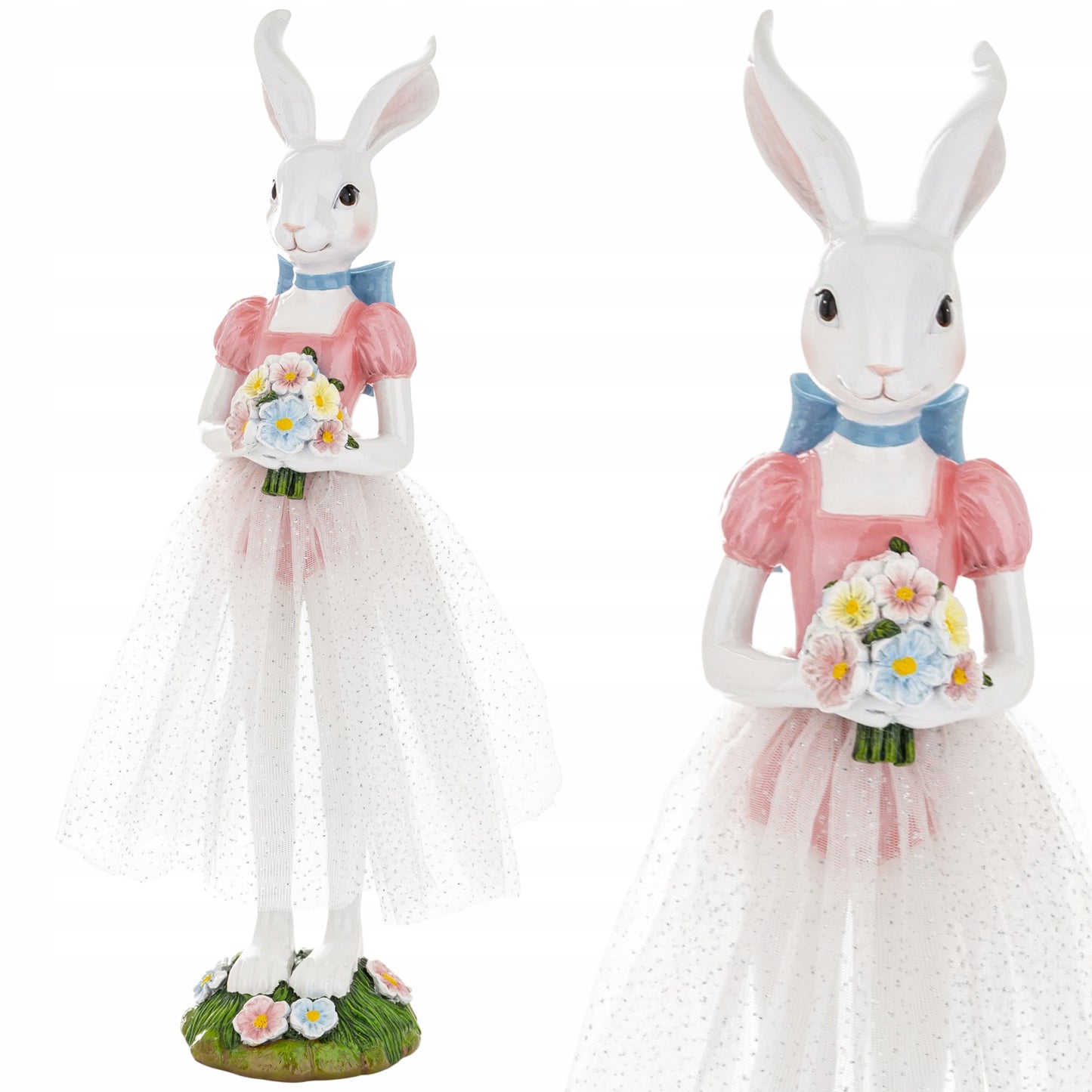 figurka zajączek wielkanocny biały dziewczynka króliczek 40cm XL