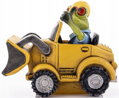 Figurka żaba żabka koparka bobcat koparkowy robotnik dekoracja ozdoba