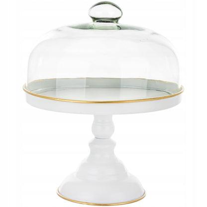 Elegancka patera dekoracyjna metal ze szkłem glamour 31x25,5x25,5 cm
