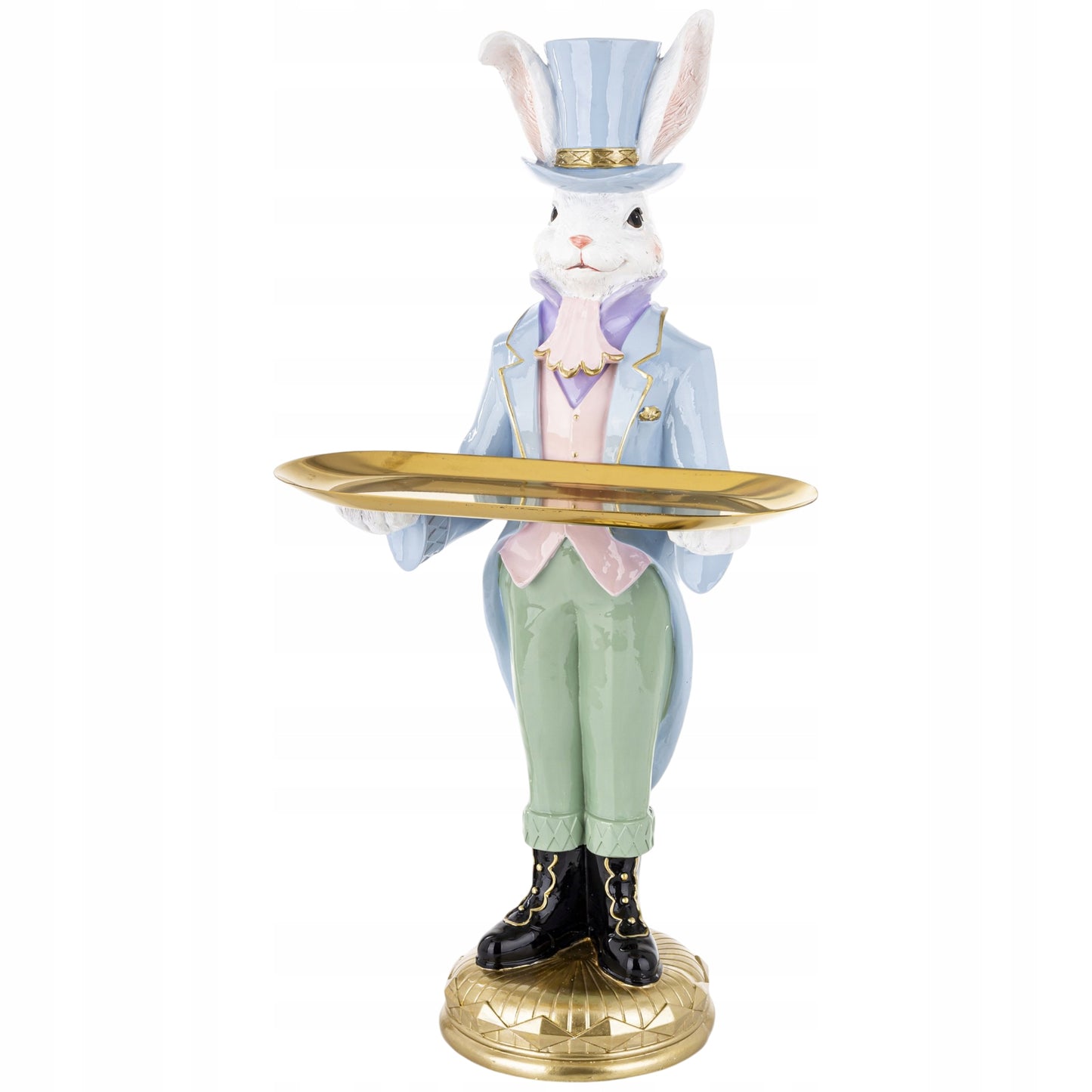 Figurka królik z tacą dekoracja zajączek Wielkanoc wiosna XXL 59,5 cm