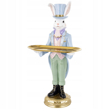 Figurka królik z tacą dekoracja zajączek Wielkanoc wiosna XXL 59,5 cm