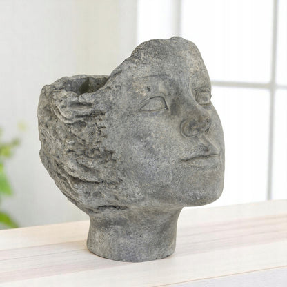 Osłonka betonowa głowa szara doniczka19 cm beton szary