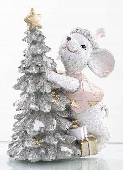 Figurka świąteczna Myszka z choinką mysz 11 cm