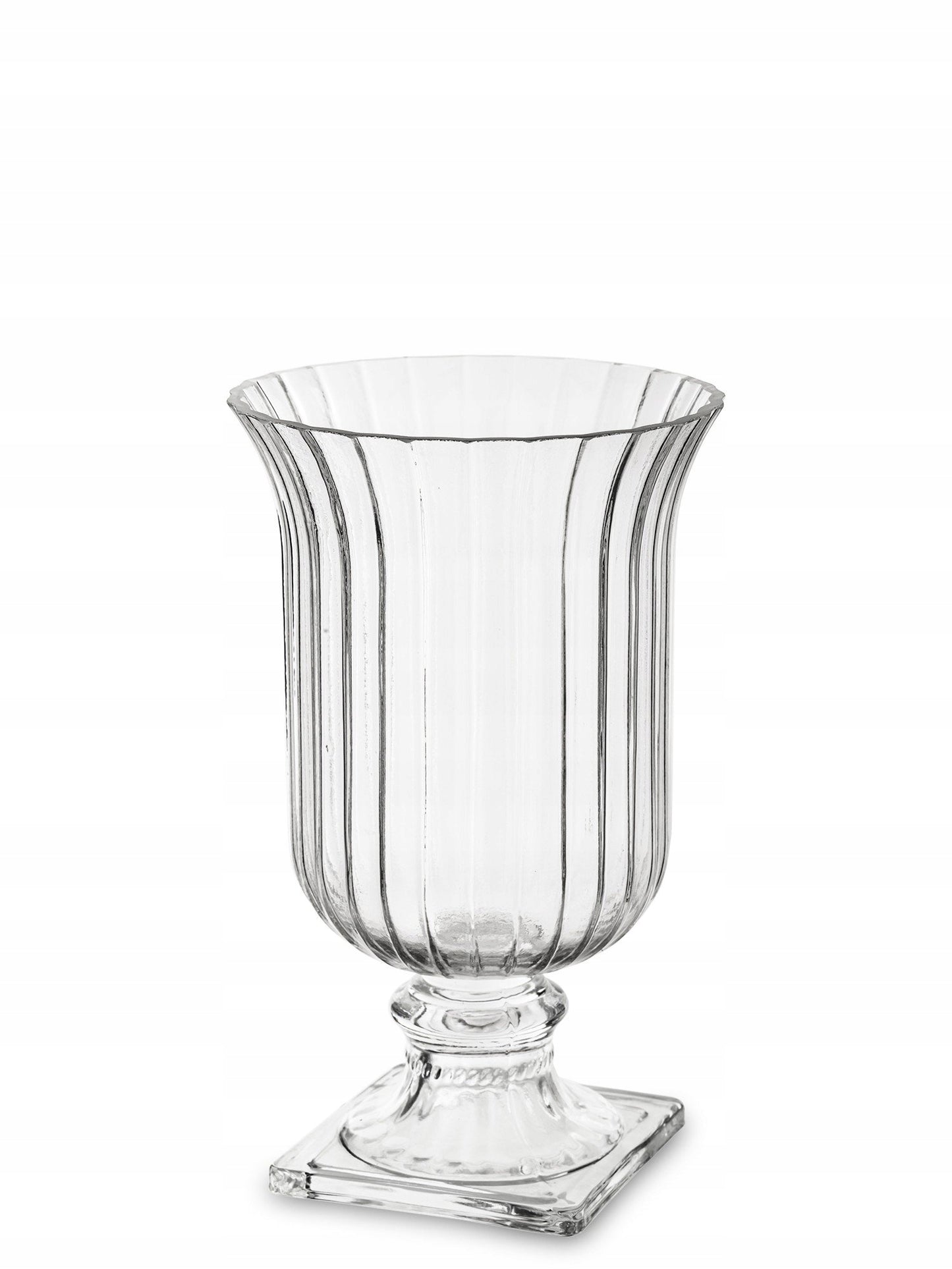 Szklany transparentny wazon na nóżce kielich ozdobny szkło 15,5 x 25,5cm