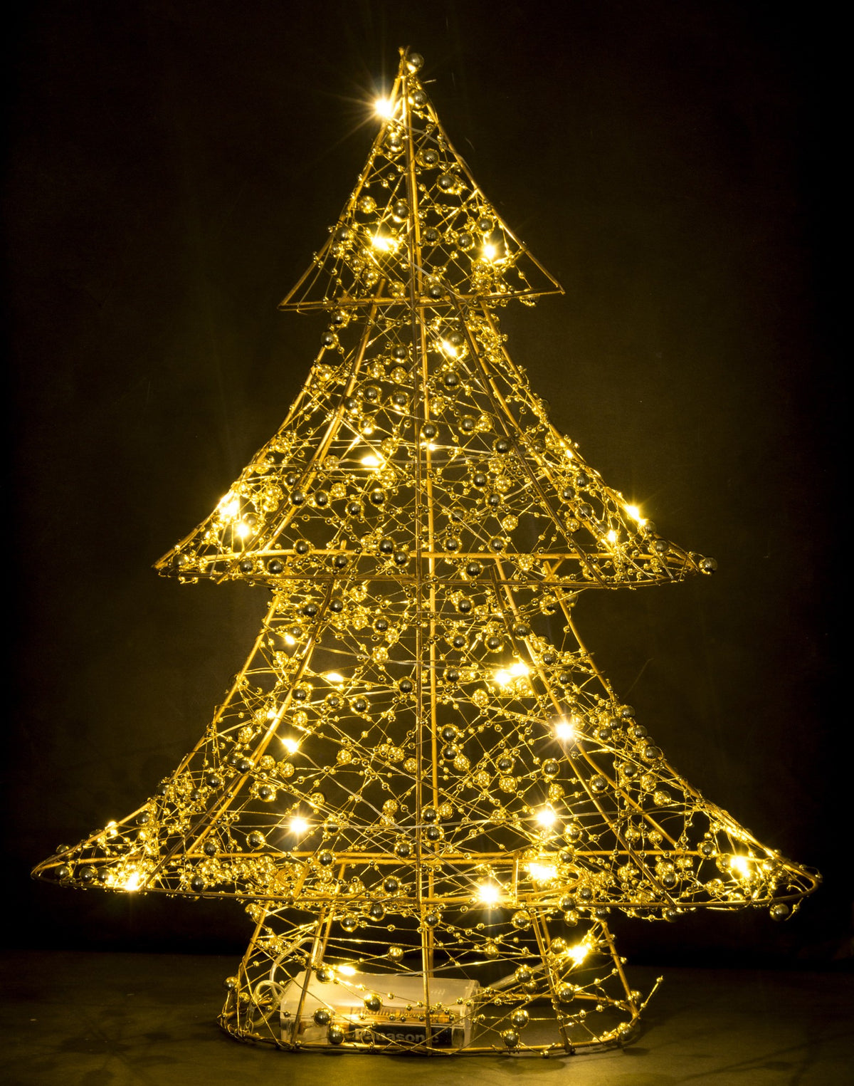 Ozdoba choinka LED metalowa złota 40x33x8 cm