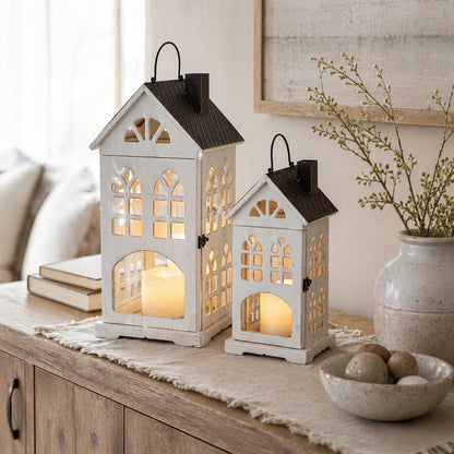 zestaw 2 szt Lampion drewniany XXL duży komplet lampionów 61cm i 43cm
