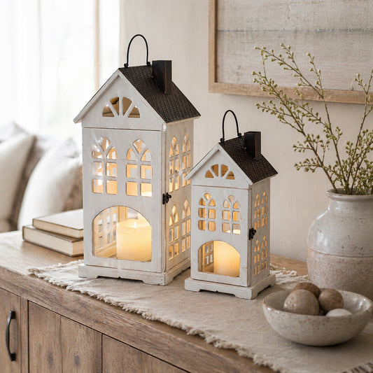zestaw 2 szt Lampion drewniany XXL duży komplet lampionów 61cm i 43cm