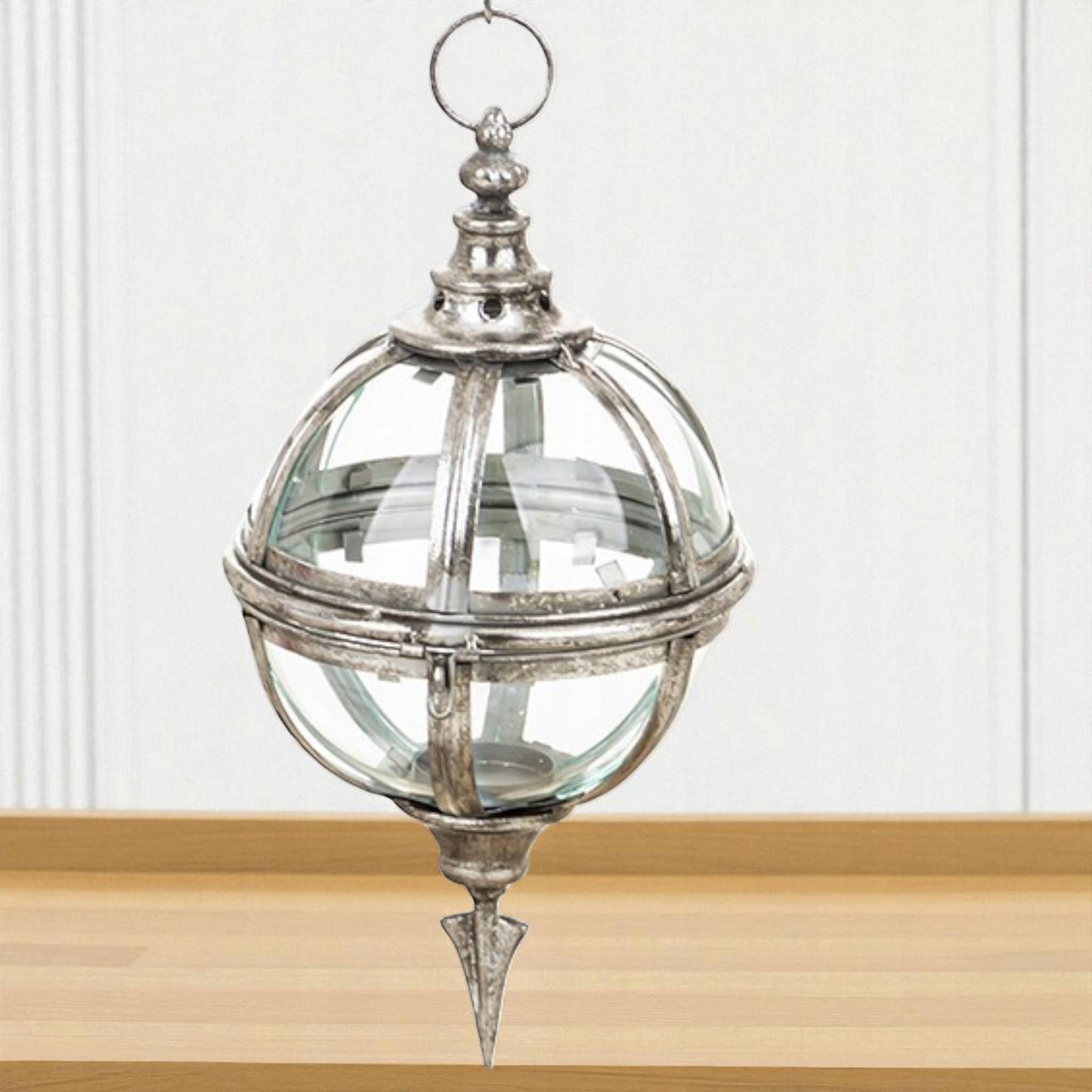 Lampion wiszący India House kula metalowo-szklany 119 cm dekoracja vintage