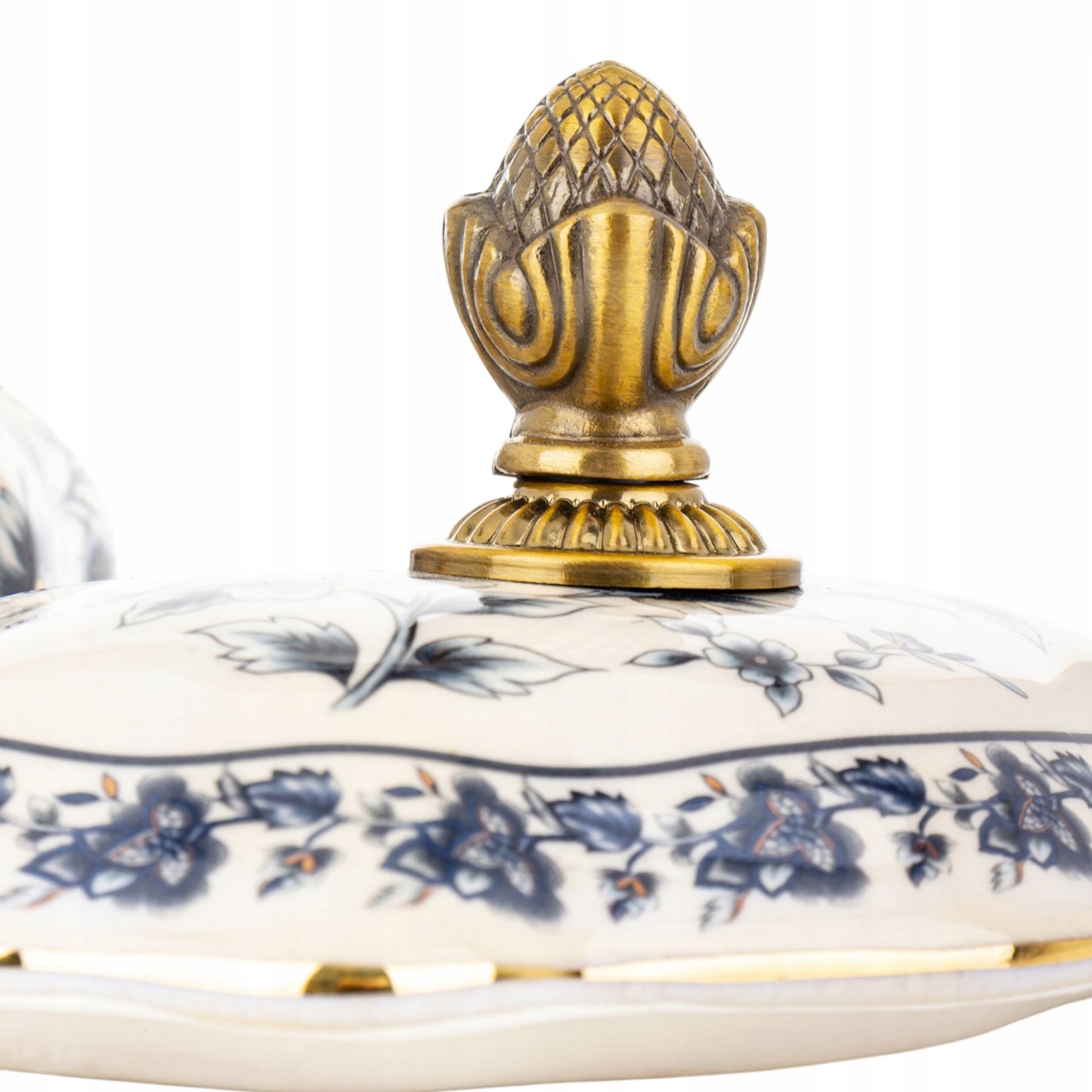 Pojemnik ceramiczny Szkatułka na biżuterię postarzany puzderko retro złoty
