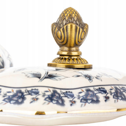 Pojemnik ceramiczny Szkatułka na biżuterię postarzany puzderko retro złoty