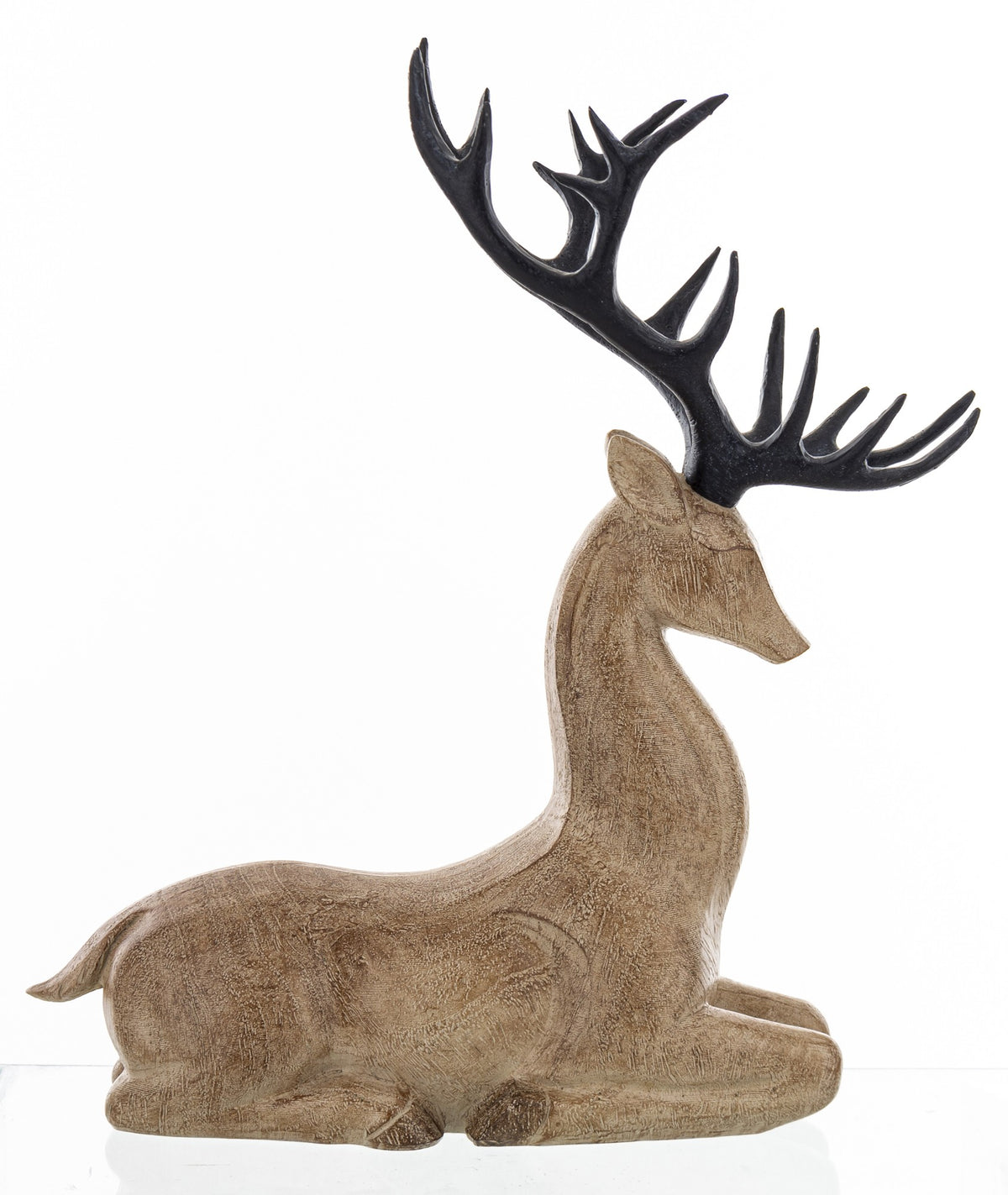 Figurka świąteczna renifer brązowy, czarny 33,5x29x12,5 cm