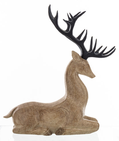 Figurka świąteczna renifer brązowy, czarny 33,5x29x12,5 cm