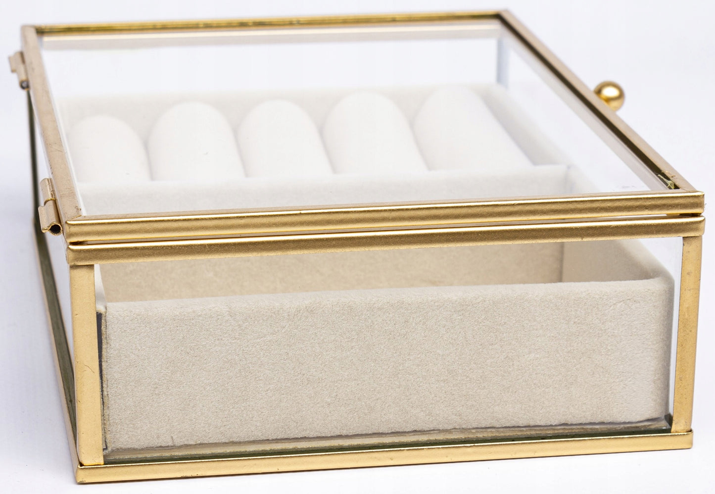 Szkatułka na biżuterię złota szklana 5,5x17x14 glamour kasetka pudełko