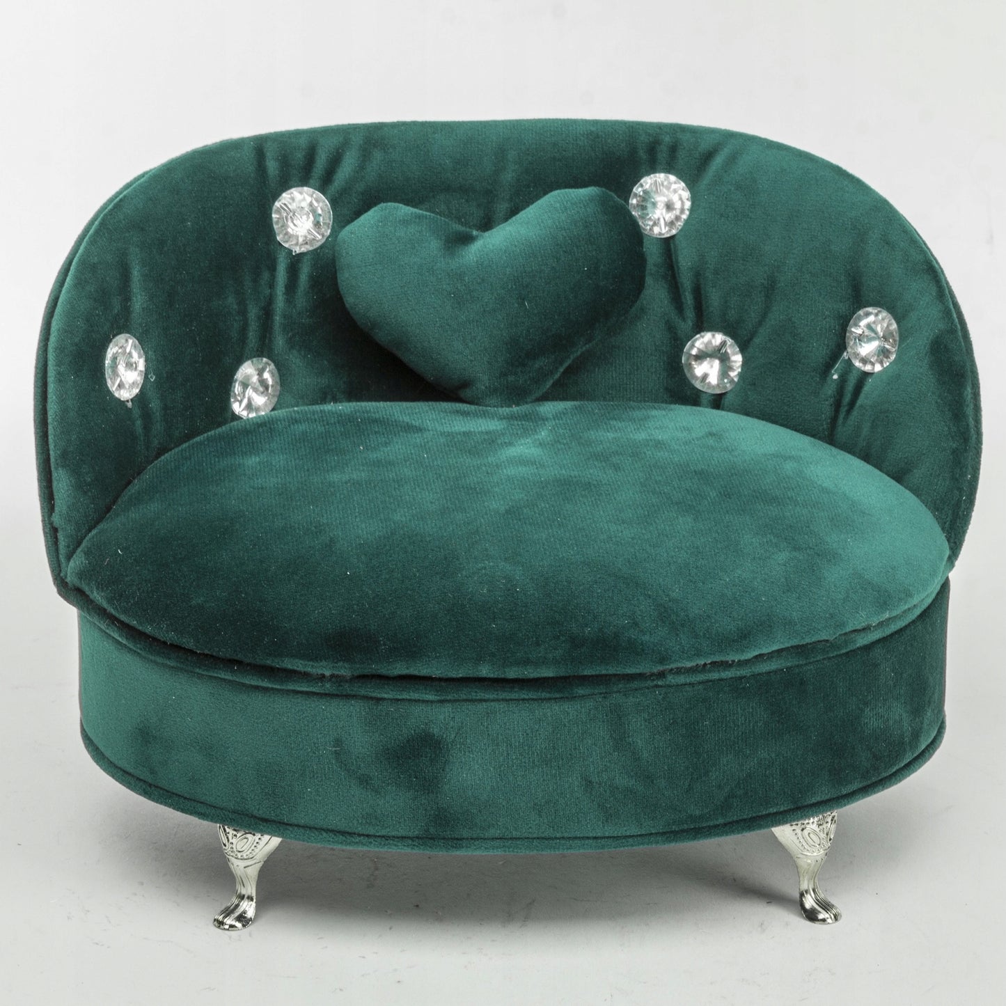 Szkatułka na biżuterię aksamitna sofa zielona glam