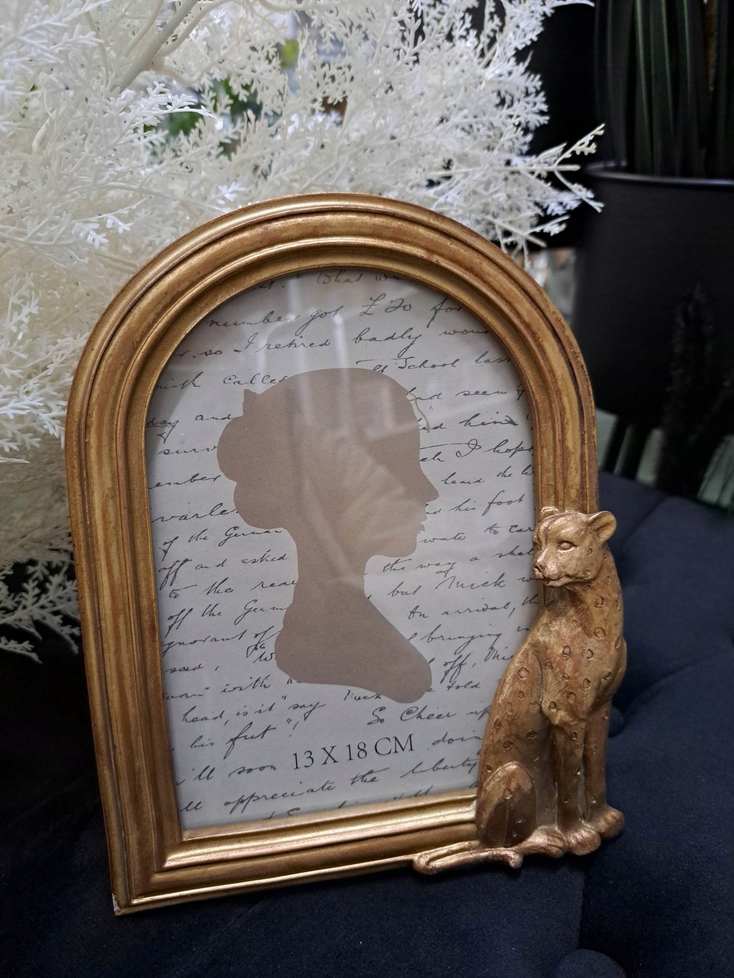 Ramka na zdjęcia 13x18 cm złota pantera stawiana