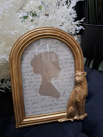 Ramka na zdjęcia 13x18 cm złota pantera stawiana