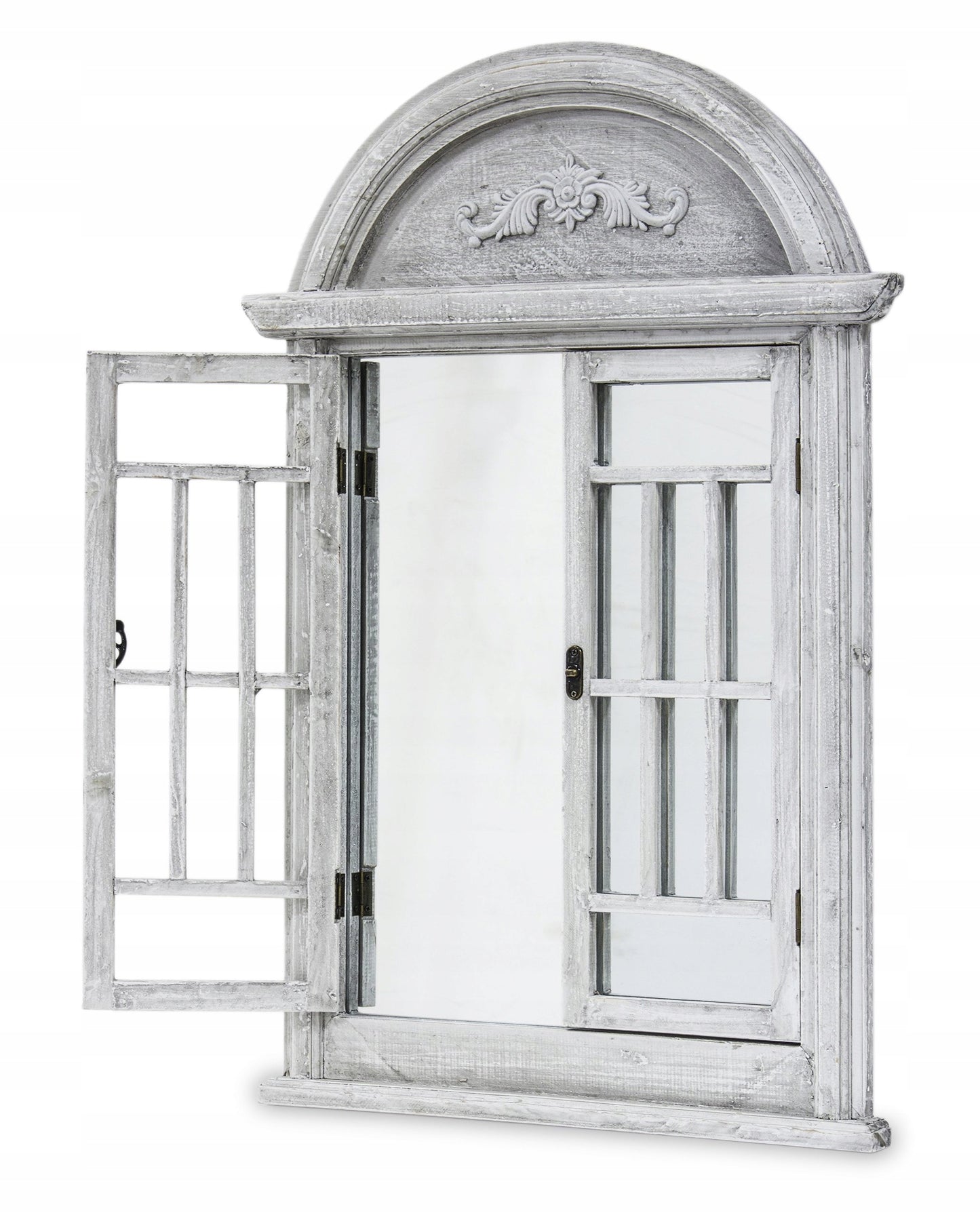Lustro z okiennicami okno ścienne prostokąt rama drewno 550 x 800 mm