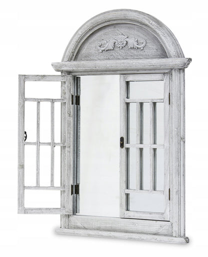 Lustro z okiennicami okno ścienne prostokąt rama drewno 550 x 800 mm