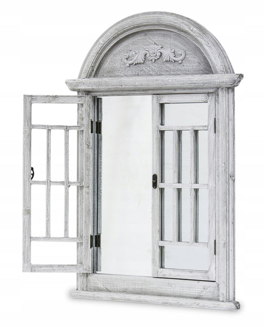 Lustro z okiennicami okno ścienne prostokąt rama drewno 550 x 800 mm