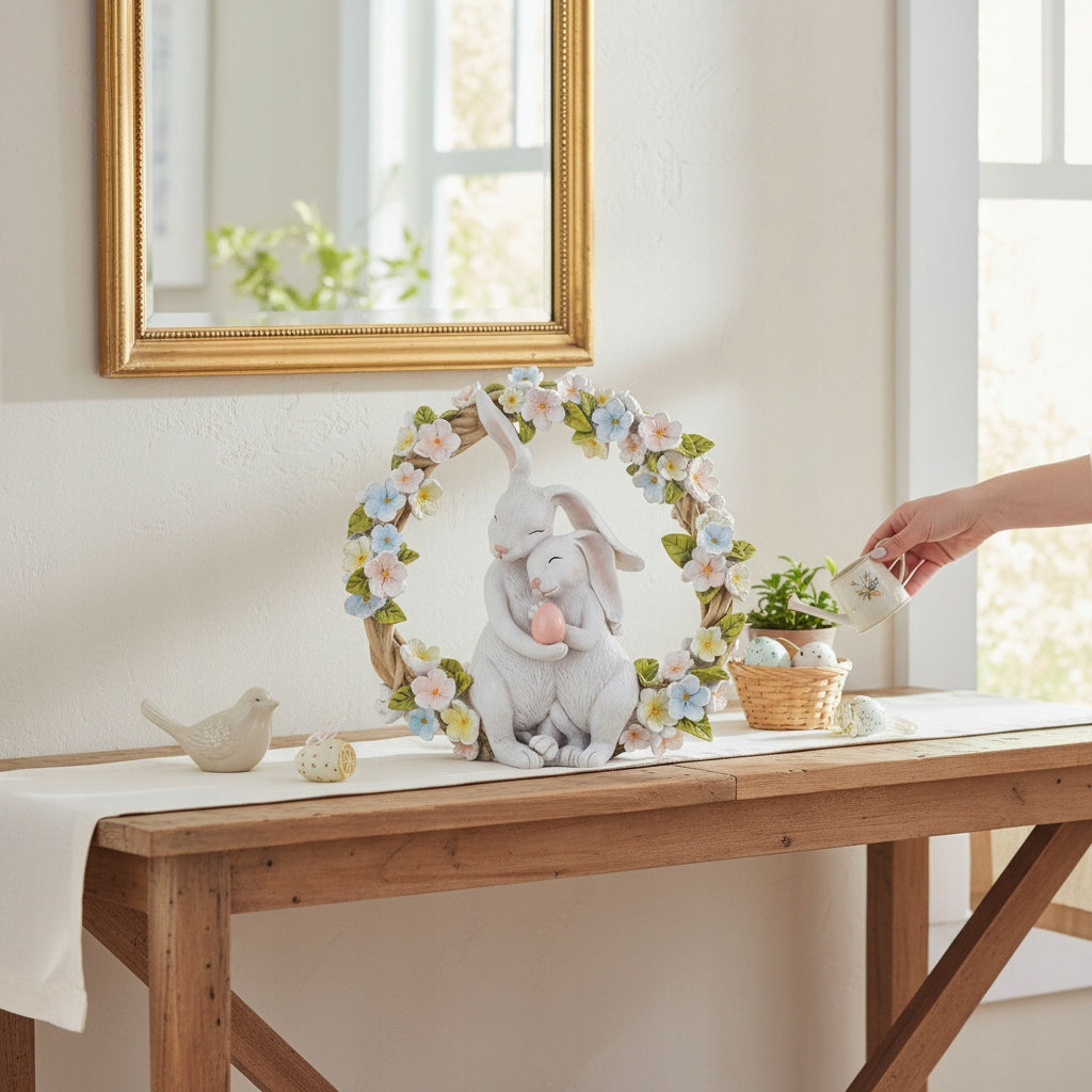 Króliczki figurka wielkanocna dekoracja wiosenna ozdoba zajączki 26 cm
