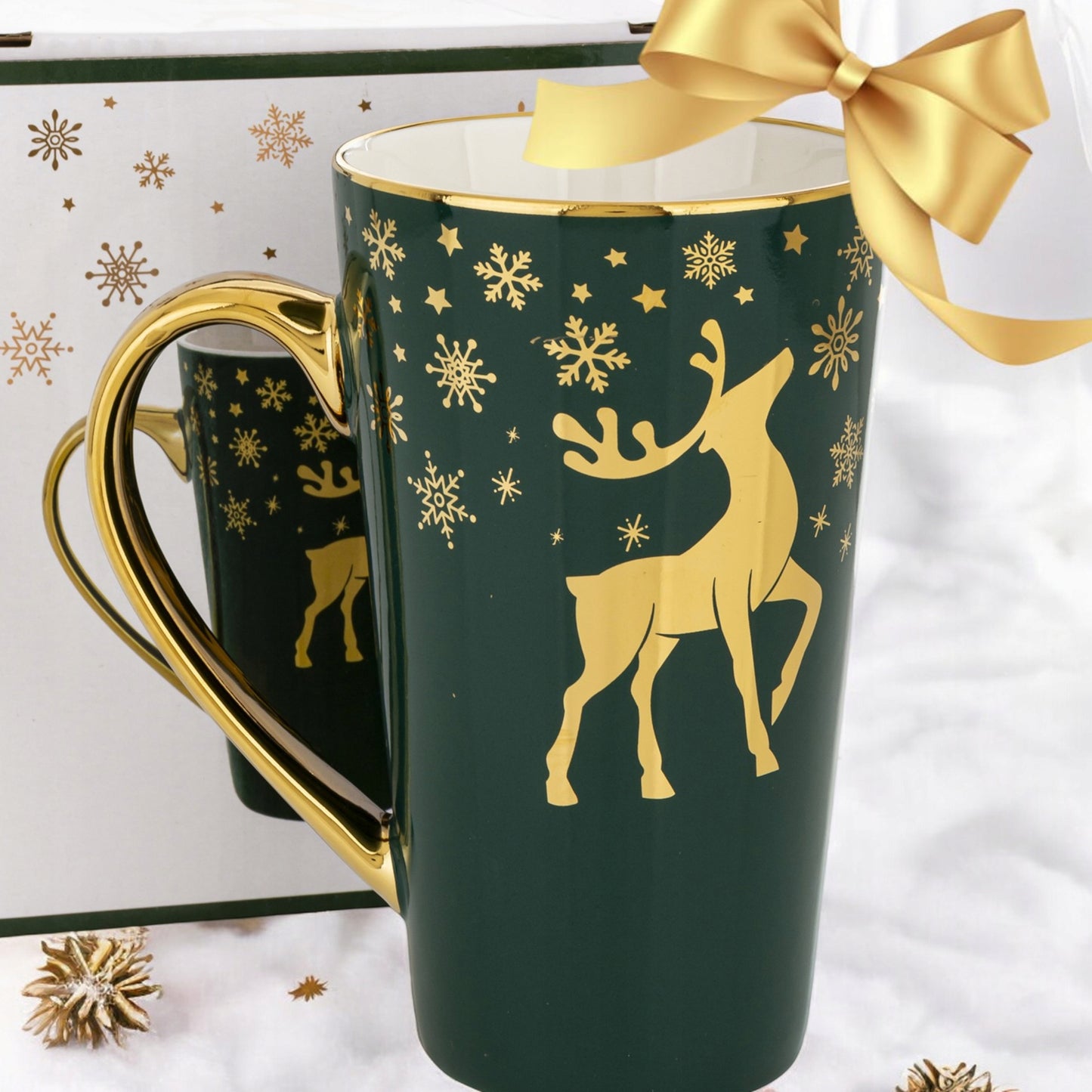 Kubek świąteczny porcelanowy w pudełku 450 ml duży prezent na mikołajki
