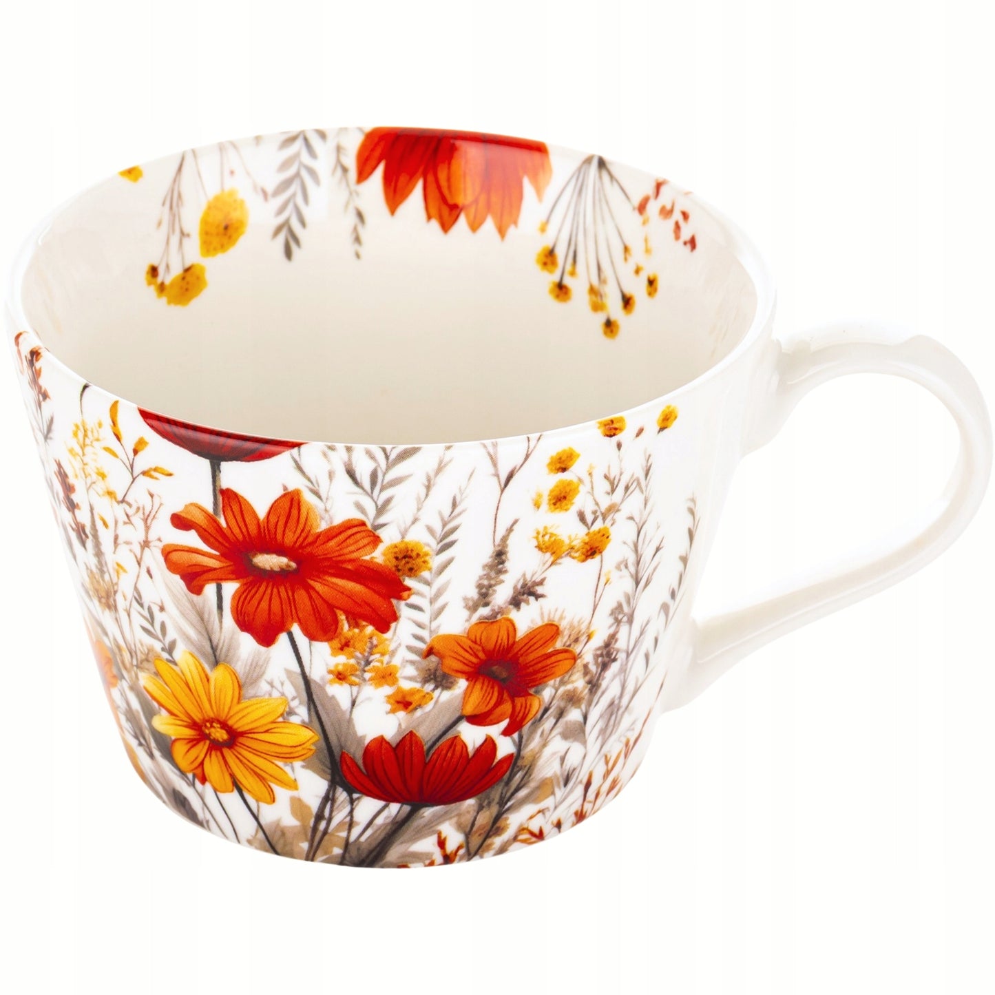 Kubek porcelanowy w kwiaty do kawy herbaty zmywarki mikrofali duży 450 ml