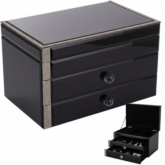 Szkatułka na biżuterię szklana premium z szufladkami pudełko organizer