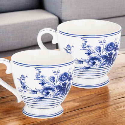 kubek porcelanowy w pudełku niebieski wzór zestaw na prezent filiżanka