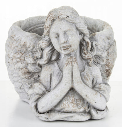 Osłonka betonowa doniczka Aniol szara 13x13x16cm
