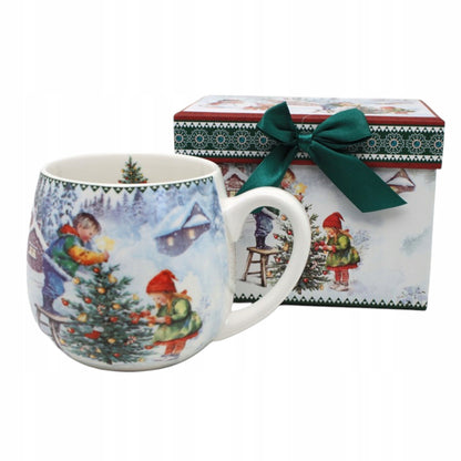 Kubek filiżanka świąteczna w pudełku porcelana duży na prezent 450ml