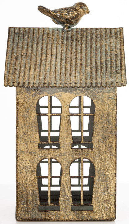 Figurka świąteczna Dekoracja Metalowa Domek złoty 23x12x12