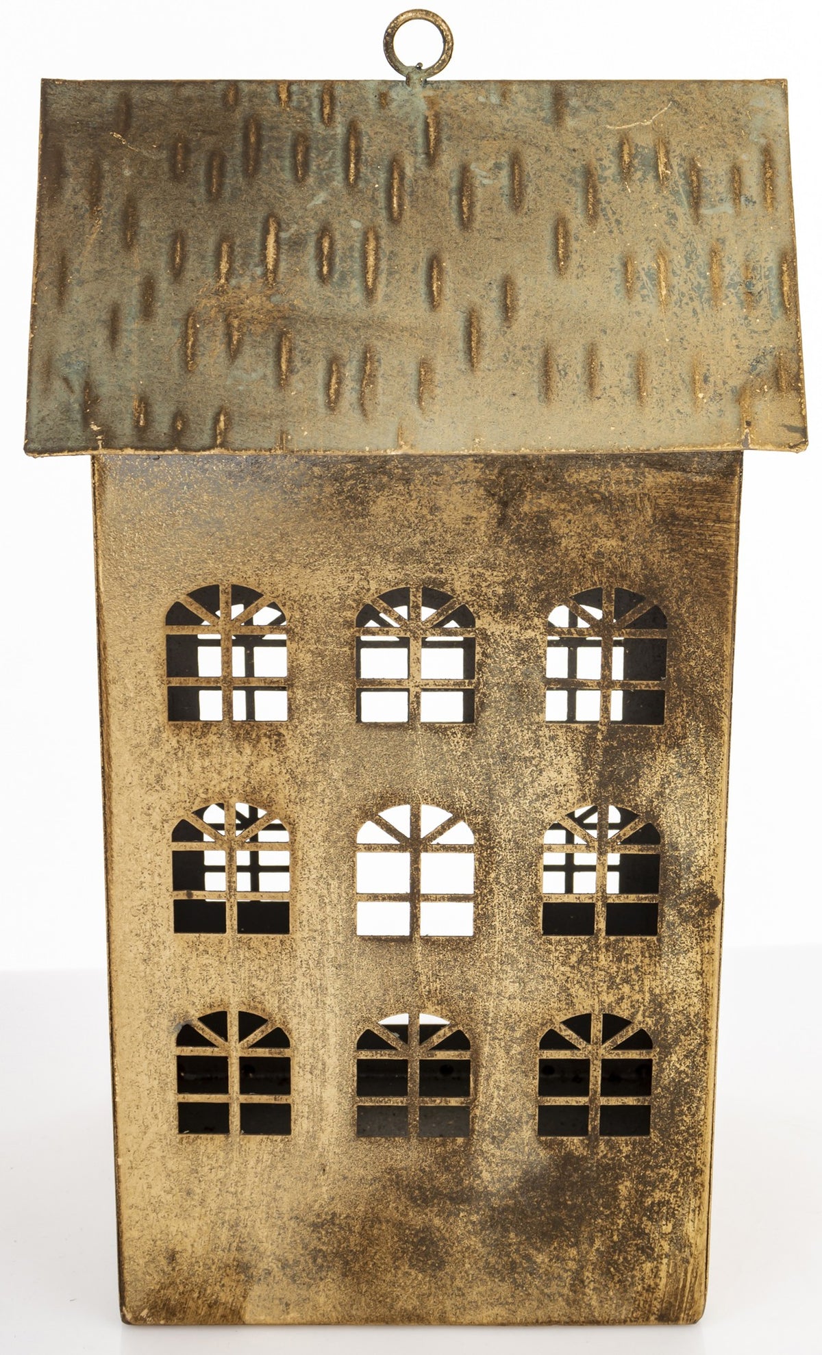 Figurka świąteczna Dekoracja Metalowa Domek złoty 33x18x15