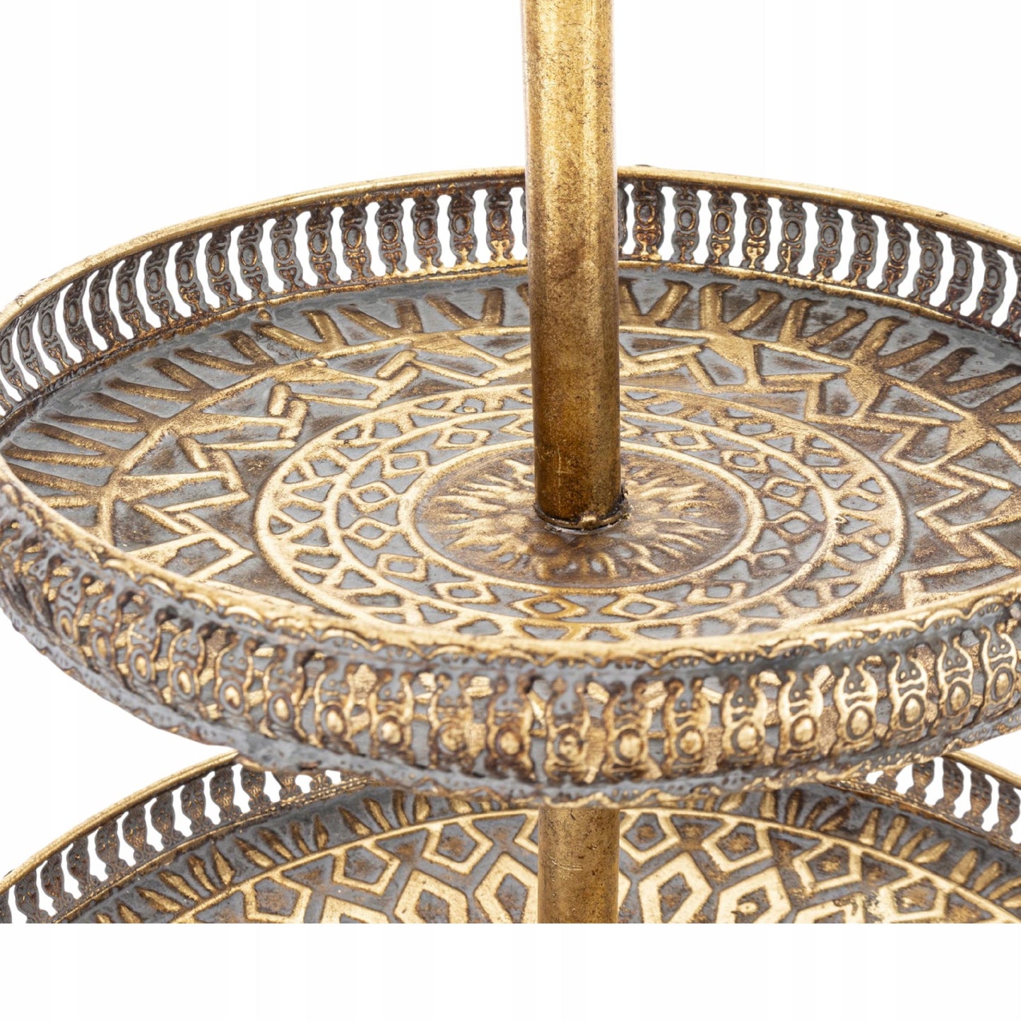 Patera dekoracyjna etażerka taca złota metalowa 55x37 cm