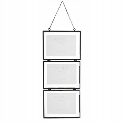 Ramka zawieszana potrójna metalowa na 3 zdjęcia 18x13 cm kolaż multiramka