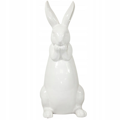 Figurka zajac ceramiczny bialy dekoracja wielkanocna ozdoba dom 39cm królik