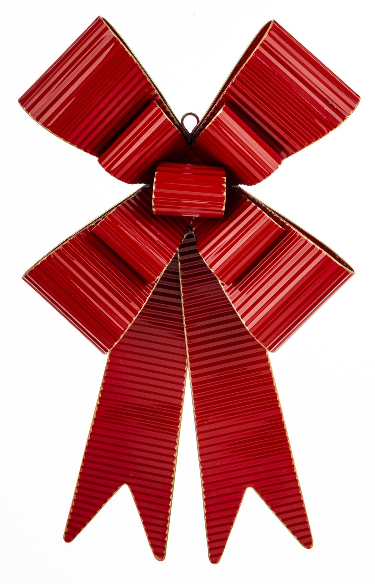 Figurka świąteczna Ozdoba Kokarda czerwony,złoty metal 69x38x9
