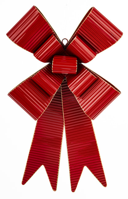 Figurka świąteczna Ozdoba Kokarda czerwony,złoty metal 69x38x9