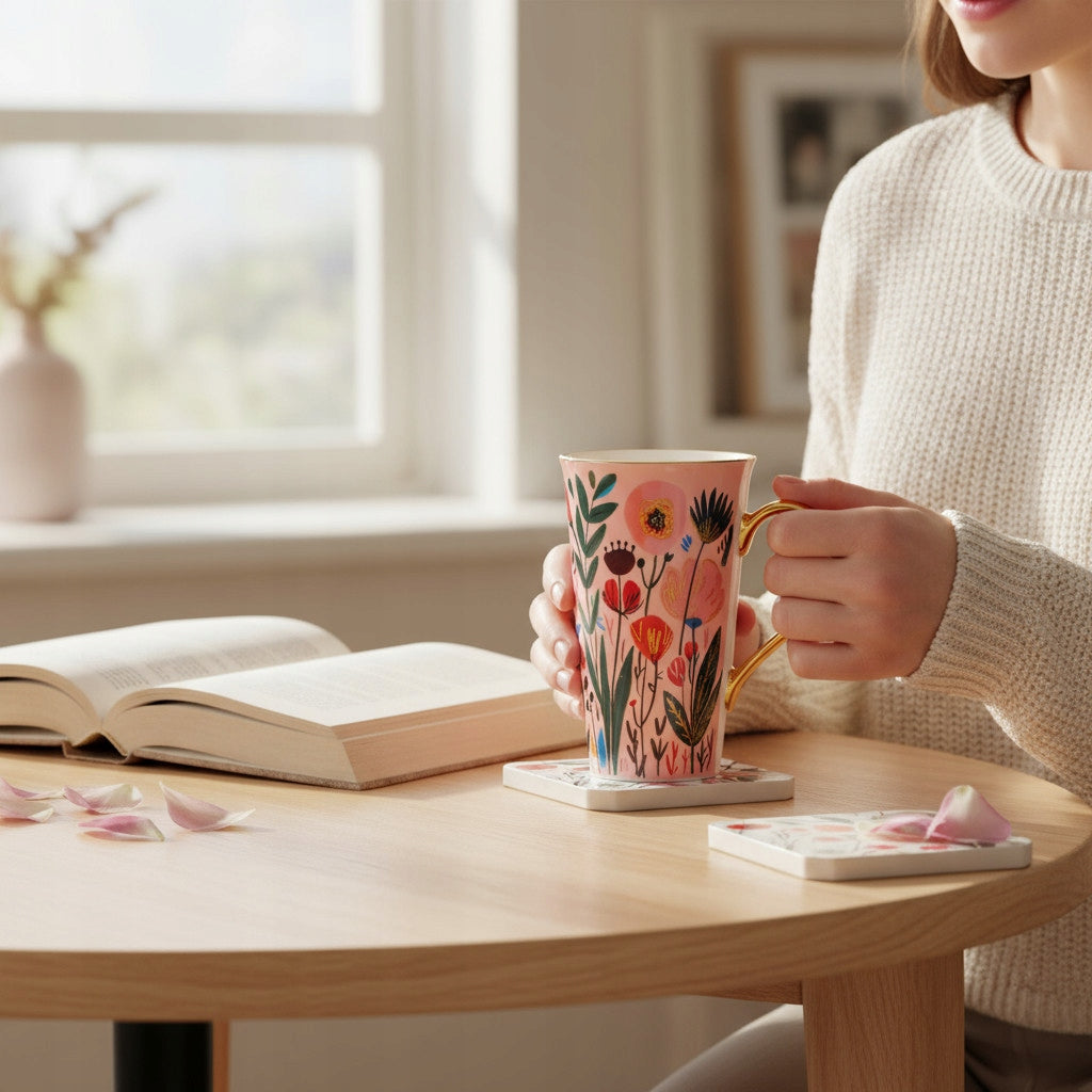 Porcelanowy Duży ozdobny kubek XXL w pudełku na prezent 700ml