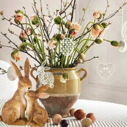 Figurka Króliki Wielkanocne 24 cm Dekoracja na Święta Ozdoba Stołu zając