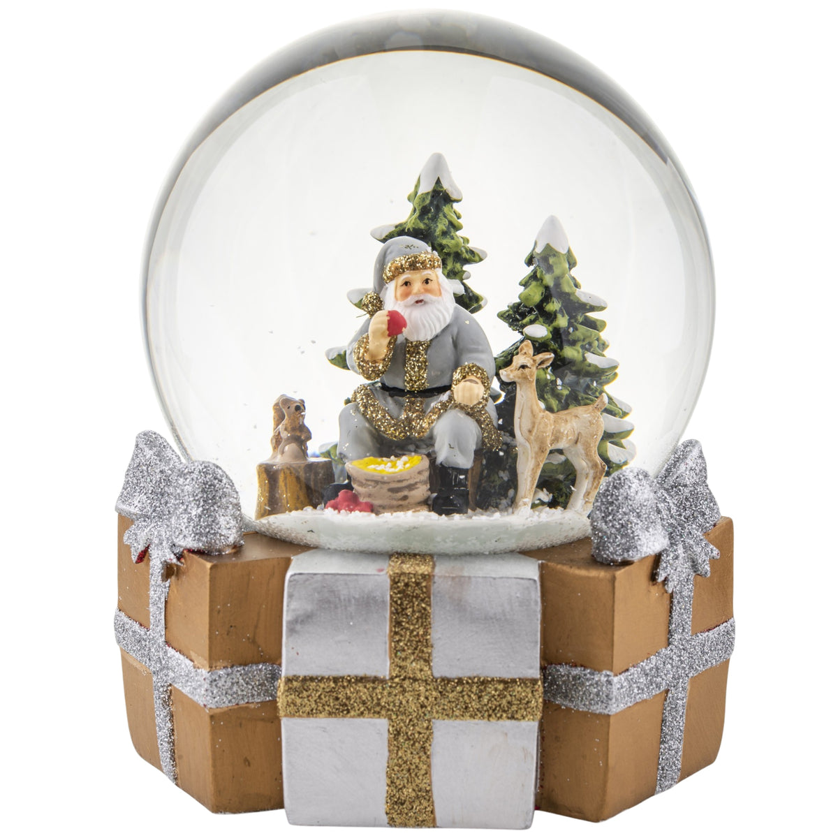 Szklana Kula śnieżna Mikołaj choinka pozytywka 15cm figurka świąteczna